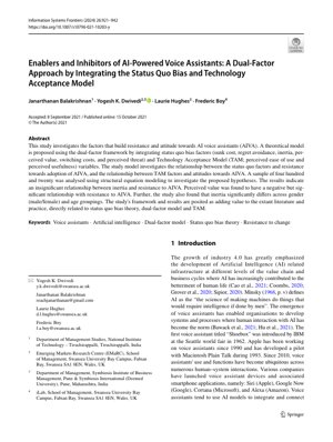 PDF Document Cover - Enablers and Inhibitors of AI-Powered Voice Assistants: A Dual-Factor Approach Integrating Status Quo Bias and TAM